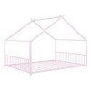 TIRAMISUBEST Twin/Full Size Metal House Bed with Roof Design, Kids Playhouse Bed Daybed Floor Bed for Boys Girls - 4 of 4