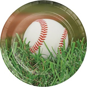 24ct Baseball Paper Plates White - 1 of 3