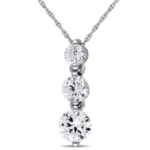 EVERLY JEWELRY  |   10K White Gold 2 CT TGW Created White Sapphire Fashion Pendant With Chain - 1 of 3