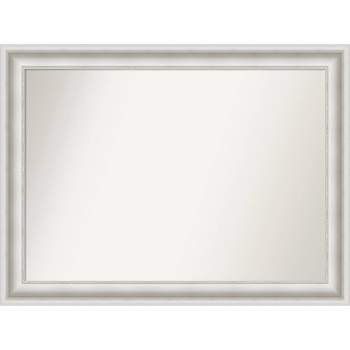 44" x 33" Non-Beveled Parlor White Bathroom Wall Mirror - Amanti Art