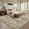 Washable Runner Rug Non Slip Floor Carpet, Low Pile Distressed Kitchen Rug, Non-Shedding Faux Wool Soft Rug, Vintage Printed Rug - 3 of 4