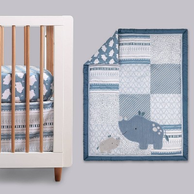 The Peanutshell Crib Bedding Set for Baby Boys' or Baby Girls'- Blue Rhino Nursery Set - 3pc