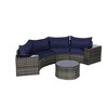 7-Piece Outdoor Patio Half-Moon Sectional Sofa Set with Tempered Glass Coffee Table - 4 of 4