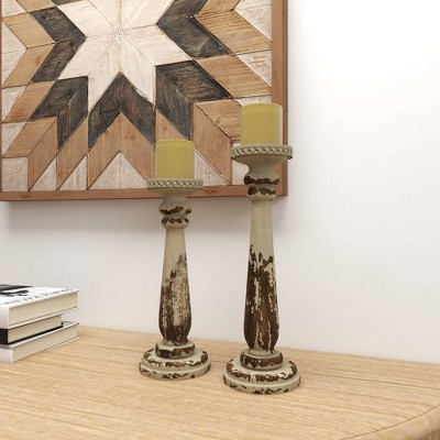 Winter Elegance Wood Candle Lantern Set, Rustic Brown, 17"