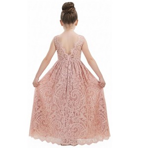 2Bunnies Paisley All-Over Lace V Back Sleeveless Maxi Flower Girl Dress - 1 of 4