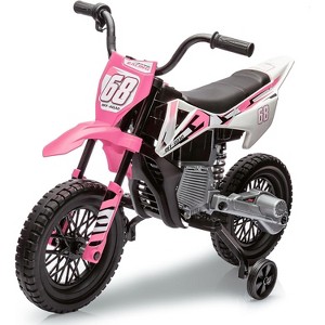 12V Kids Electric Dirt Bike with Training Wheels, 3mph Speed, Twist Throttle, Music, Ride On Motorcycle Toy for Toddlers - 1 of 4