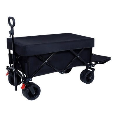 SKRAN Heavy Duty Foldable Beach Fishing Cart 400LBS Weight Capacity,with Extended Tailgate & Adjustable Drawbar for Shopping,Sports,Outdoor