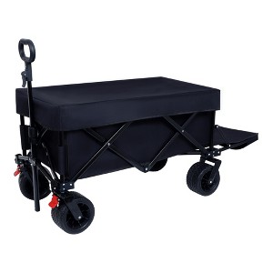 SKRAN Heavy Duty Foldable Beach Fishing Cart 400LBS Weight Capacity,with Extended Tailgate & Adjustable Drawbar for Shopping,Sports,Outdoor - 1 of 4