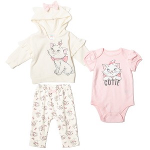 Disney Classics Mickey Mouse Winnie the Pooh Baby Hoodie Bodysuit and Pants 3 Piece Outfit Set Newborn to Infant - 1 of 4