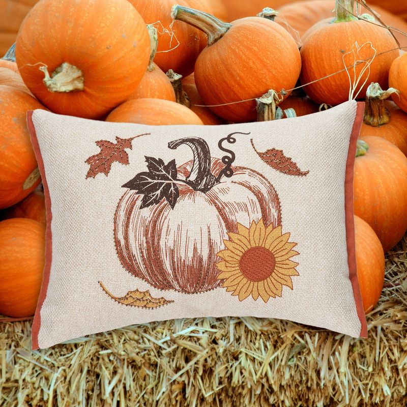 C&F Home 13" x 18" Harvest Time Pumpkin Embellished Fall Throw Pillow, 5 of 9