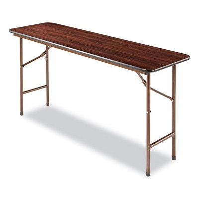 Alera Mahogany Rectangular Wood Folding Table with Steel Legs