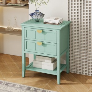 NicBex Modern American Farmhouse End Table with 2 Drawers & Bottom Shelf,Rustic Side Table,Console Table for Bedroom,Living Room - 1 of 4