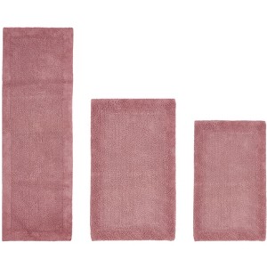 Edge Bath Rug 100% Premium Cotton Ultra-Soft Water Absorbent Tufted Solid Reversible 3 Piece Bathroom Rug Set for Machine Washable Bathmat - 1 of 4