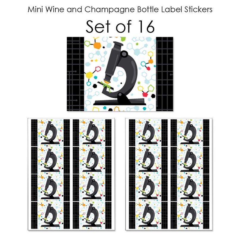 Big Dot of Happiness Scientist Lab - Mini Wine & Champagne Bottle Label Stickers - Baby Shower or Birthday Party Favor Gift for Women & Men - 16 Ct, 5 of 7