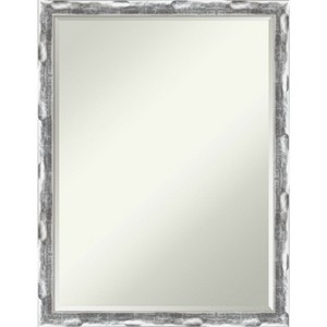 Amanti Art Scratched Wave Chrome Petite Bevel Bathroom Wall Mirror 26 x 20 in. - 1 of 4