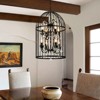 LLHZSY Vintage Industrial Birdcage Crystal Chandelier with Black Metal Cage and Crystal Accents - W17.72" - 3 of 4