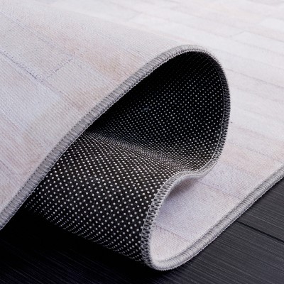 Gray Rectangular Hand-Knotted Faux Fur Rug, 3' x 5'