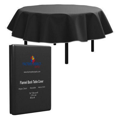 Crown Display Black Flannel Backed Vinyl Tablecloths For Round Tables ...