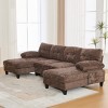 103" Extra-Large Chenille Sectional Sofa with Dual Chaise Lounges, U-Shaped Couch with Armrest Pillows for Living Room–The Pop Home - 3 of 4