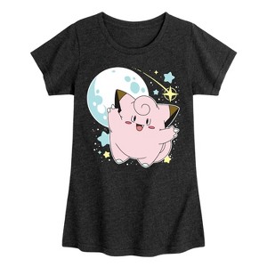 Girls' - Pokémon - Clefairy Moon Stars Fitted Short Sleeve Graphic T-Shirt - 1 of 4