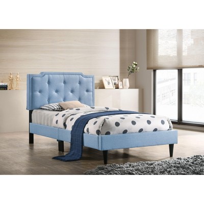 Sapphtopaz Modern Twin Size Bed Frame with Headboard Upholstered Platform Bed with Slat Support for Bedroom, Apartment, Hotel