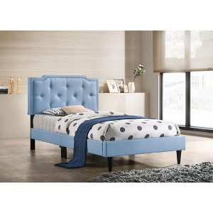 Sapphtopaz Modern Twin Size Bed Frame with Headboard Upholstered Platform Bed with Slat Support for Bedroom, Apartment, Hotel - 1 of 4