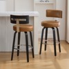 Bekrvio 29” Swivel Bar Stools Set of 2,Faux Leather Upholstered with Back & Black Wood Frame,Modern Kitchen Island Stools for Kitchen Counter,Brown - 2 of 4