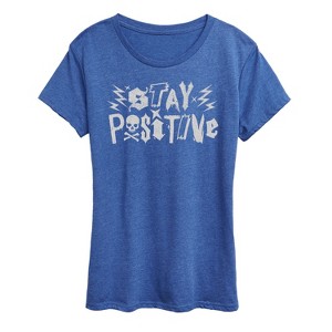Women's - Instant Message - Stay Positive Punk Short Sleeve Graphic T-Shirt - 1 of 4