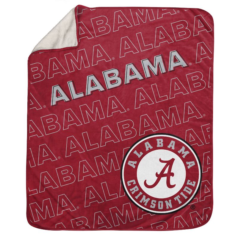 NCAA Alabama Crimson Tide Wordmark 60 x 70 Faux Shearling Blanket, 1 of 4