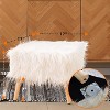 Cheer Collection 17" Square Faux Fur Stool (White) - 3 of 4