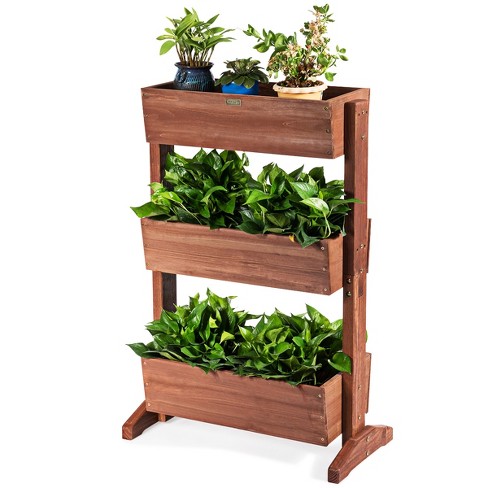 Cerbior 4FT Vertical Garden Freestanding Elevated Planter with 5 Container Boxes 
