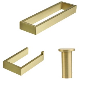 Itopfox 6 Piece Bathroom Hardware Set Gold 10 Inch Towel Bar Toilet Paper Holder 4 Towel Hooks SUS304 Stainless Steel Wall Mount - 1 of 4