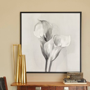 Canvas Floral Shaded Tulip Framed Wall Art with Black Frame White - Olivia & May - 1 of 4