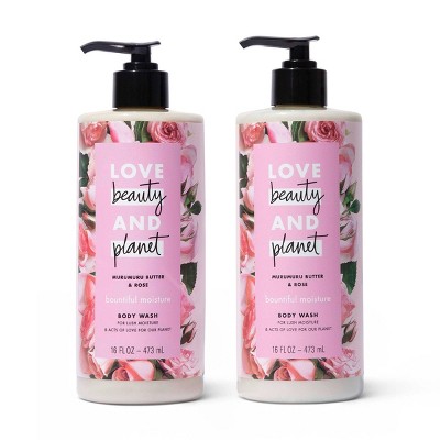 Love Beauty & Planet Moisture Body Wash Soap Murumuru Butter & Rose Bountiful - 16 fl oz/2ct