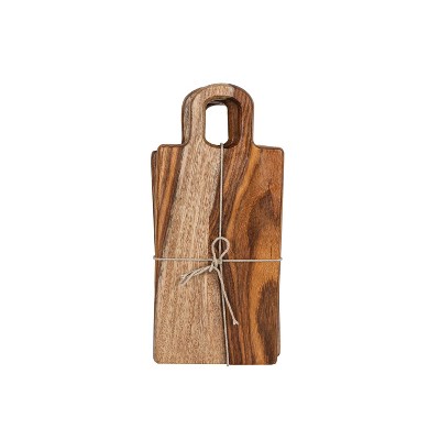 Set of 4 Tapas Boards Natural Sheesham Wood & Jute by Foreside Home & Garden