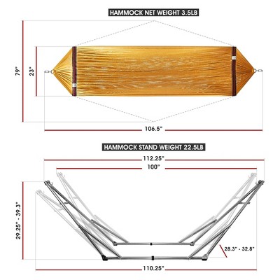 Tranquillo Yellow Double Hammock with Galvanized Steel Stand