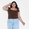 Women's Slim Fit Short Sleeve Square Neck T-Shirt - Wild Fable™ - 2 of 3