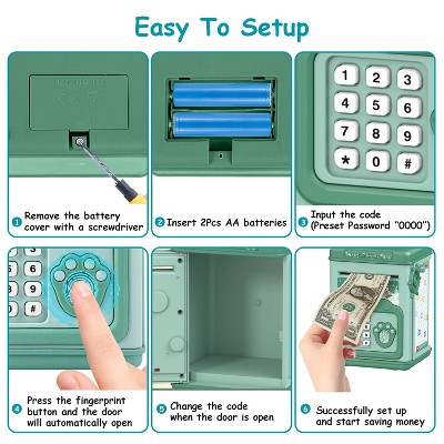 Pink and Beige Electronic ATM Piggy Bank with Password and Fingerprint