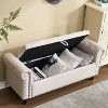 Kumasinova 55.1"Vintage Tufted Storage Ottoman with Flared Armrest,Linen End of Bed Bench with Storage for Living Room,Bedroom,275lbs Max - 2 of 4