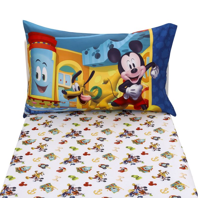 Disney Mickey Mouse Funhouse Crew 2 Piece Toddler Sheet Set - Fitted Bottom Sheet and Reversible Pillowcase, 5 of 9