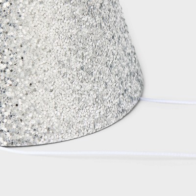 10ct 5&#34; Glittered Party Hats Silver - Spritz&#8482;