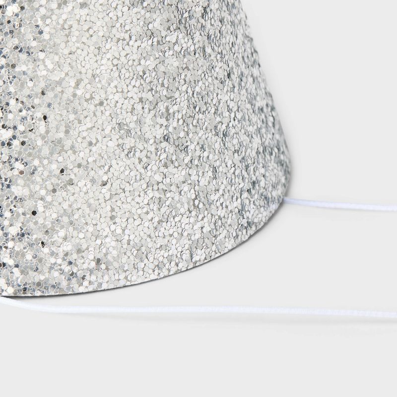 10ct 5&#34; Glittered Party Hats Silver - Spritz&#8482;, 4 of 5