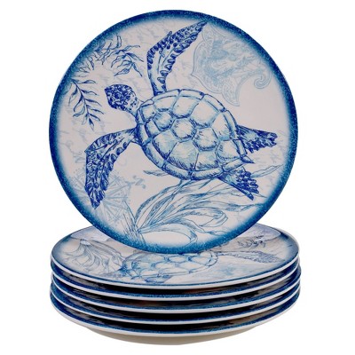 9" 6pk Melamine Oceanic Salad Plates Blue - Certified International