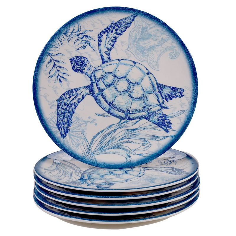 9&#34; 6pk Melamine Oceanic Salad Plates Blue - Certified International, 1 of 5