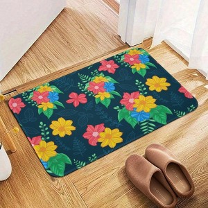 Colorful Floral Bathroom Rugs Winter Bath Mat Absorbent Non Slip Bathroom Mat Christmas Soft Floor Carpet 16x20 Inches - 1 of 1