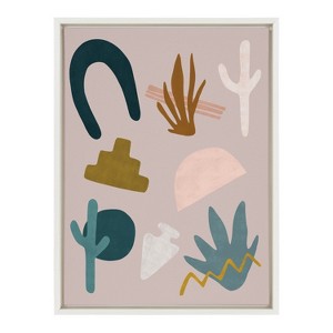 Kate and Laurel Sylvie Desert Shapes Framed Canvas by Sarah Eisenlohr, 18x24, White - 1 of 4