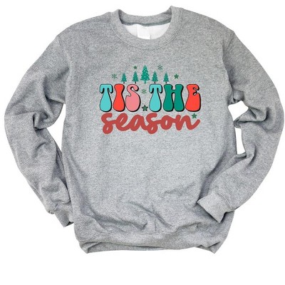 Simply Sage Market Women's Graphic Sweatshirt Retro Tis The Season Trees