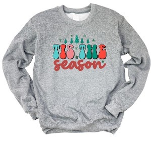 Simply Sage Market Women's Graphic Sweatshirt Retro Tis The Season Trees - 1 of 2