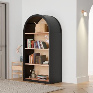 43" Tall Freestanding Arched Bookcase with Open Display Shelves, 4-Tier Narrow Bookshelf for Small Spaces, Living Room, or Study-The Pop Home - 1 of 4