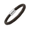 Steeltime Men's brown leather braided bracelet with stainless steel clasp - 2 of 4